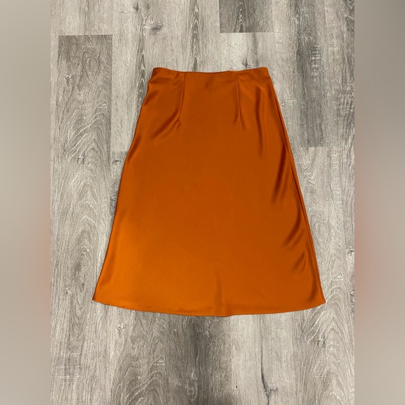 New Rachel Zoe Orange Satin Slip Skirt Size 8 - Picture 10 of 10